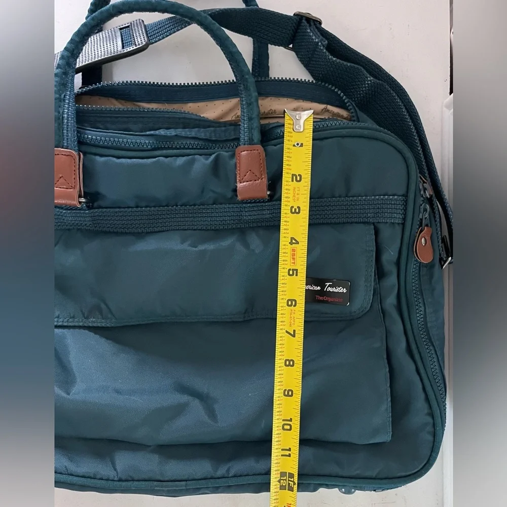 Vintage AMERICAN TOURISTER Travel Bag Cross body Briefcase aqua blue